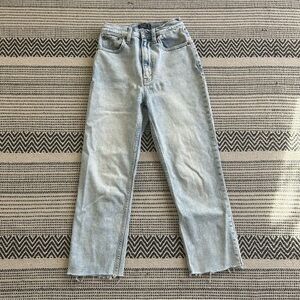 Abercrombie & Fitch Curve Love Light Blue Ultra High Rise Straight Leg Jeans